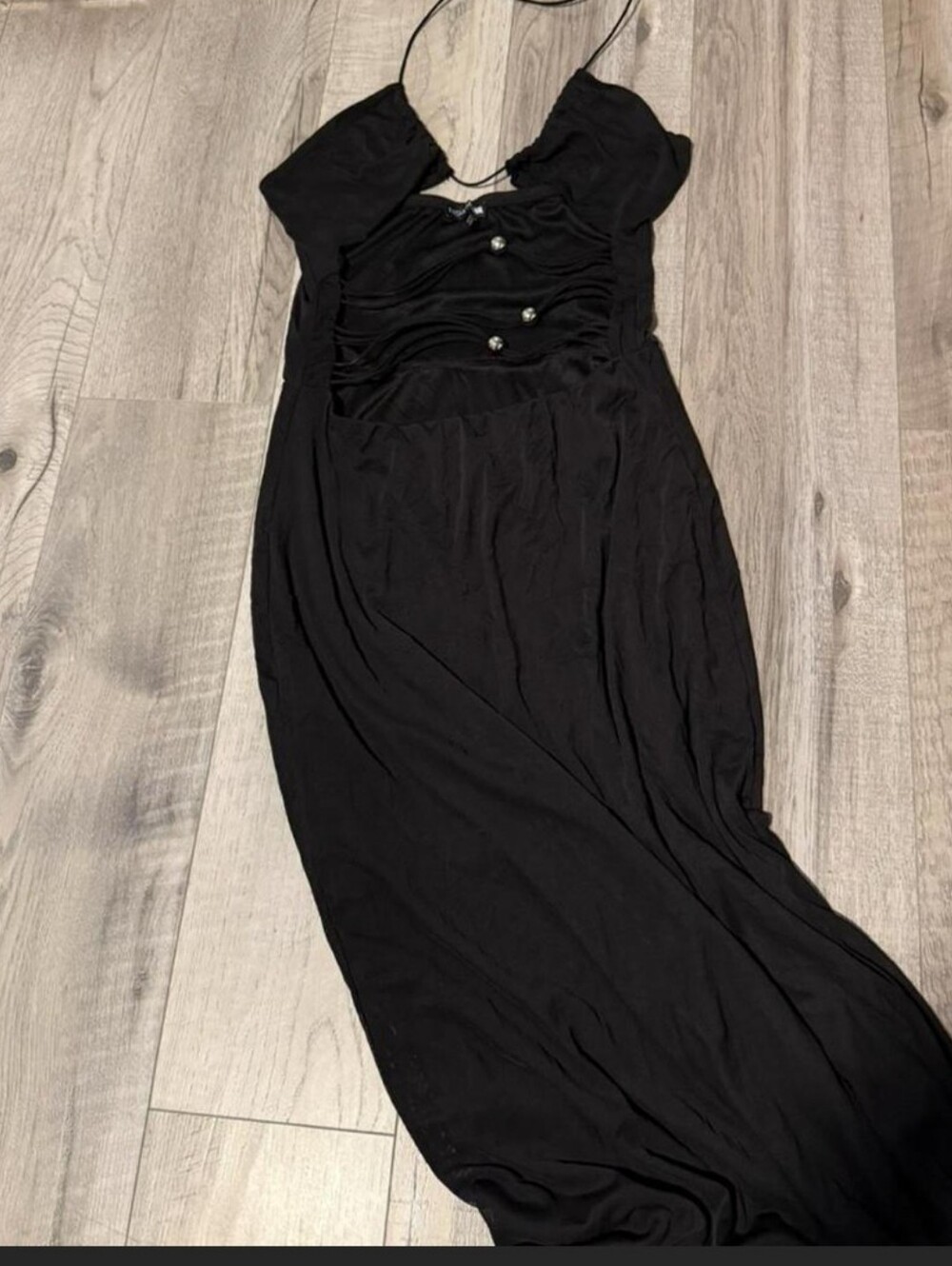 Black Women's Maxi Dress with Button Detail Size XL
